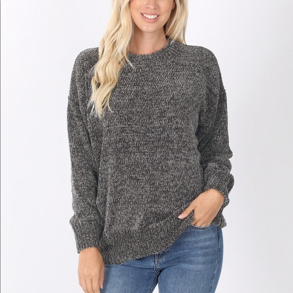 Sweaters - Soft Charcoal Grey Chenille Sweater